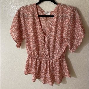 Coral Floral Blouse